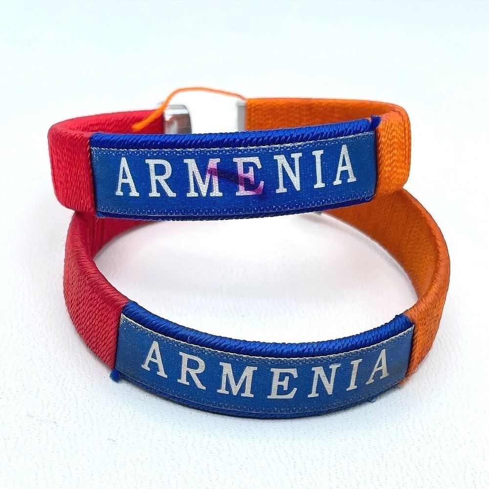 Lot Of 2 Armenia-Themed Patriotic Red Blue Orange Thread C-Souvenir Bracelets
